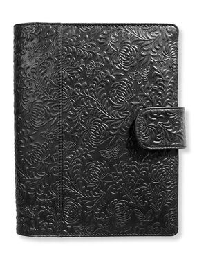 Levenger • Embossed Black Leather Soft Folio
